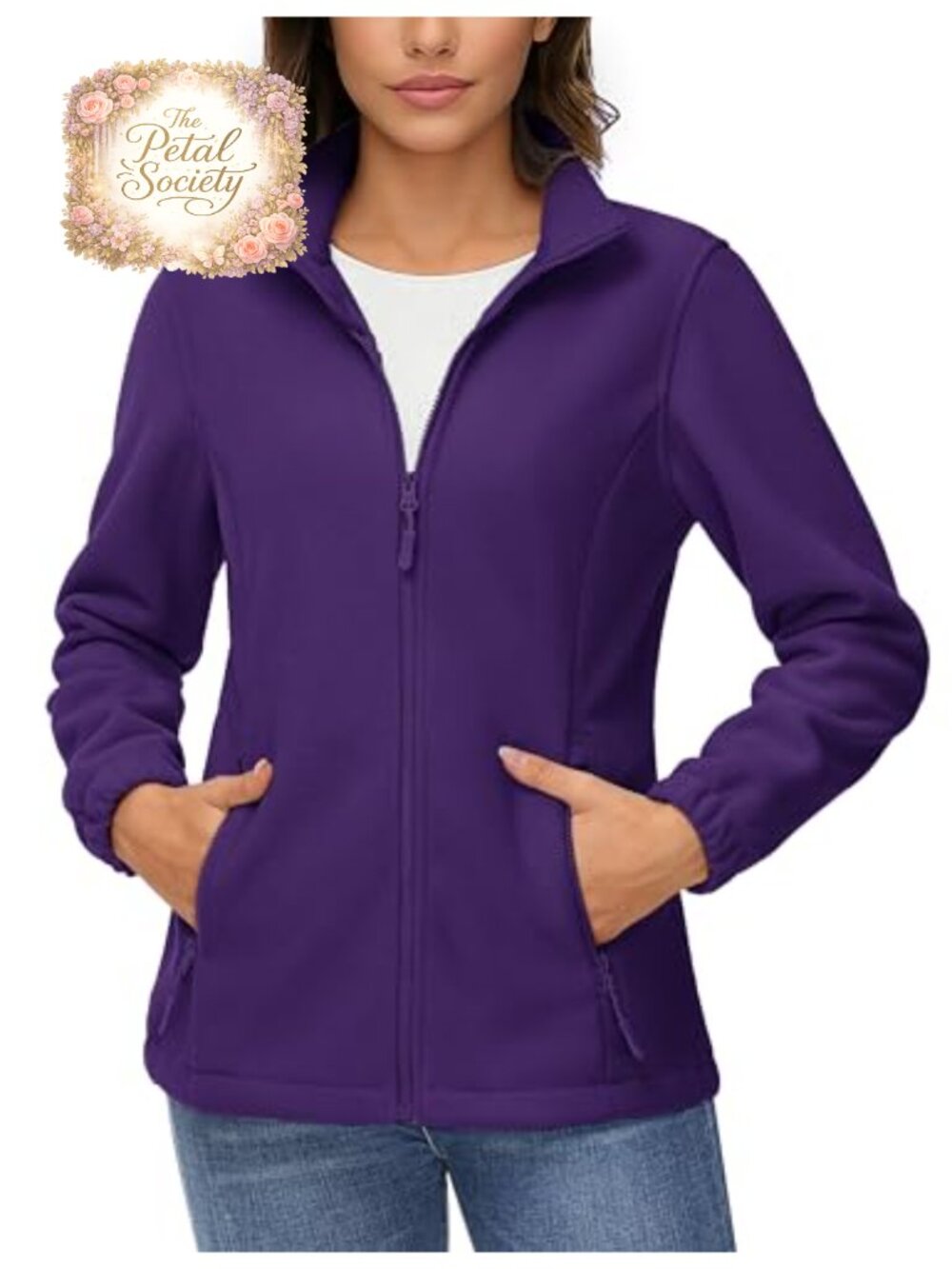 Fleece Jacket Lightweight Soft Full Zip Sweatshirt Casual Stand Collar